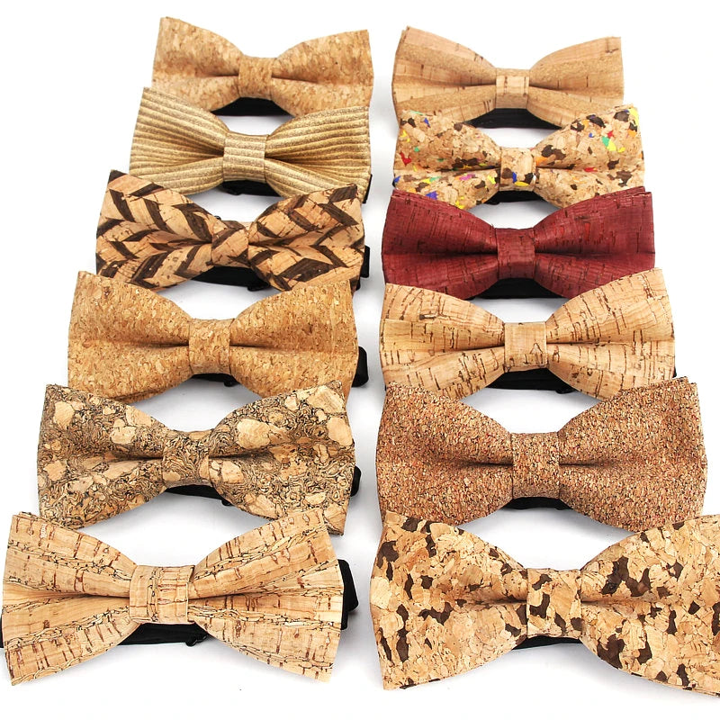 Pajaritas de madera de corcho para hombre, hechas a mano, de estilo novedoso, de color sólido, para bodas, fiestas, regalos, accesorios.