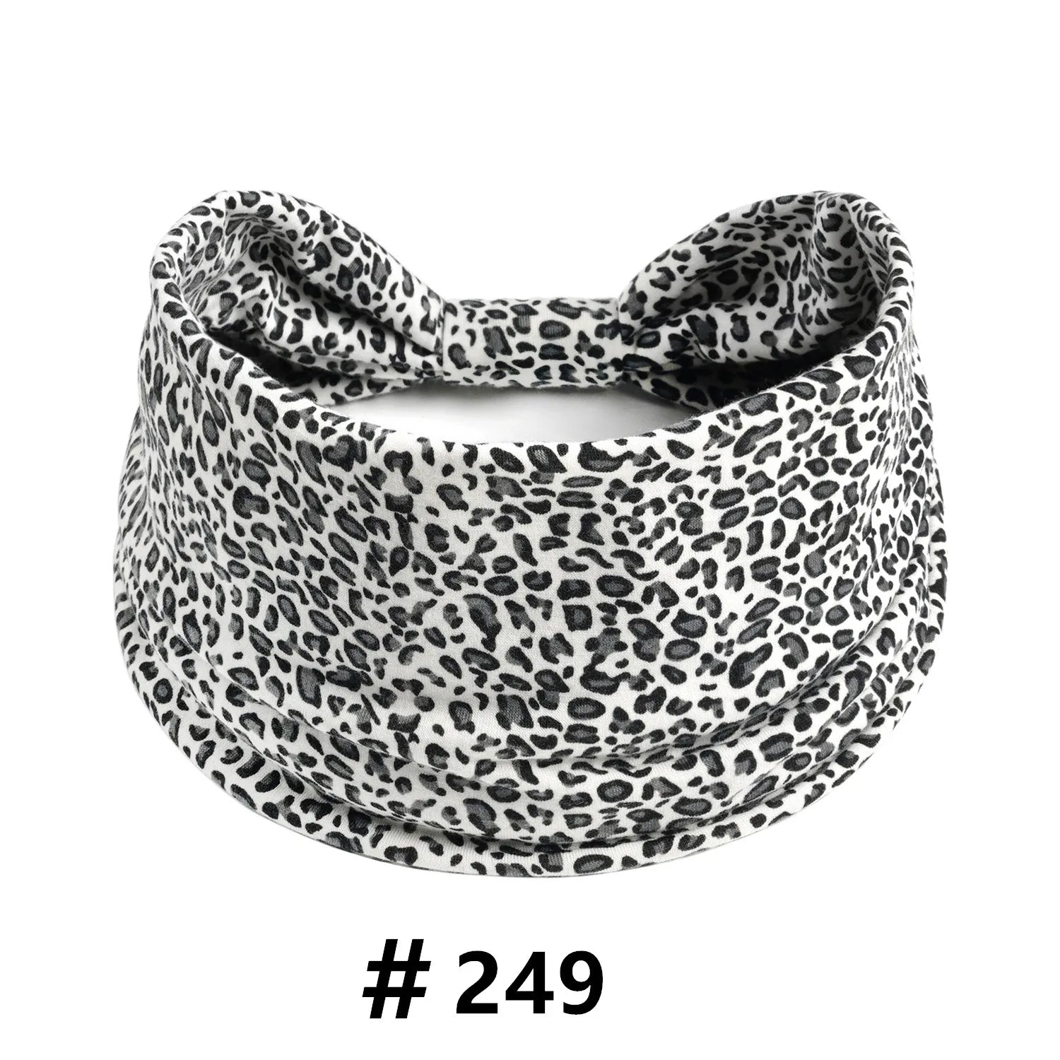 Leopard Print Headbands for Women Wide Boho Turban Head Wraps Cotton Knotted Elastic Hairbands Non Slip Workout Hair Accessories