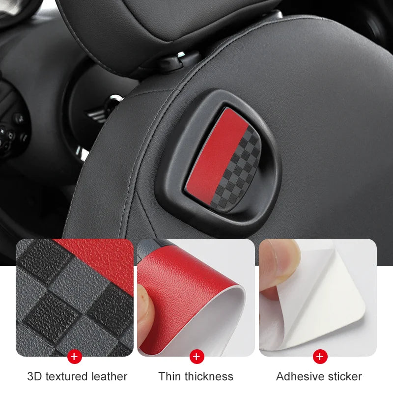 Leather Car Rear Seat Back Handle Decal Cover Protective Sticker For Mini Cooper R56 R55 F56 F57 Interior Decorative Accessories