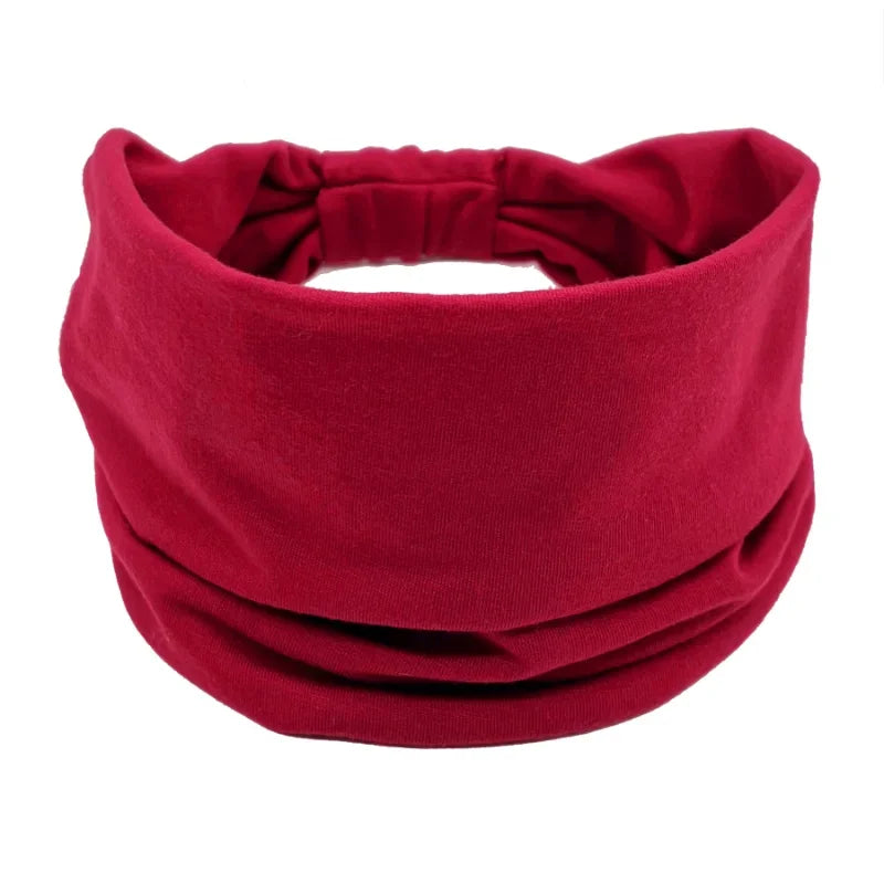 Headwrap Solid Color Knot Wide Headbands for Women Soft Cotton Sports Elastic Hair Bands Accessories Yoga Bandana Bandage