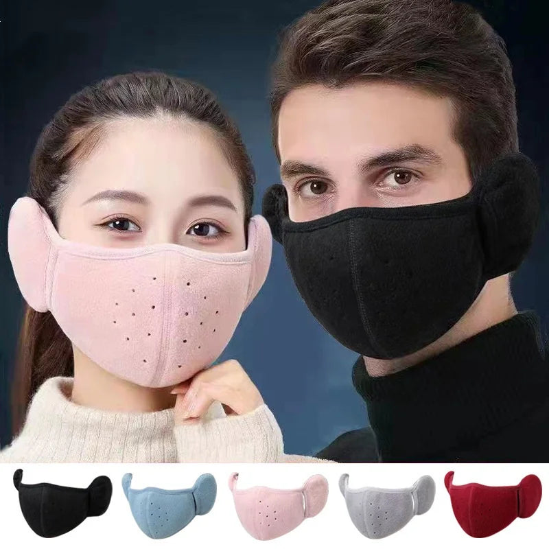 Thickened Winter Windproof Breathable Mask with Anti Freezing Ear Earmuffs Unisex Cold-Proof Warm Mask for Outdoor Sport Cycling