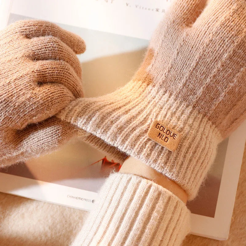 Rimiut Femmes Chaud Épais En Peluche Gants Tricotés Écran Tactile Hommes Femmes Mode Automne Hiver Garder Au Chaud Équitation Ski Gants En Plein Air