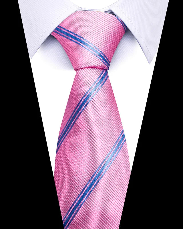 Cravates de mariage de haute qualité pour hommes, style tendance, imprimé à rayures bleues, accessoires de vêtements de bureau quotidiens, cadeau pour homme