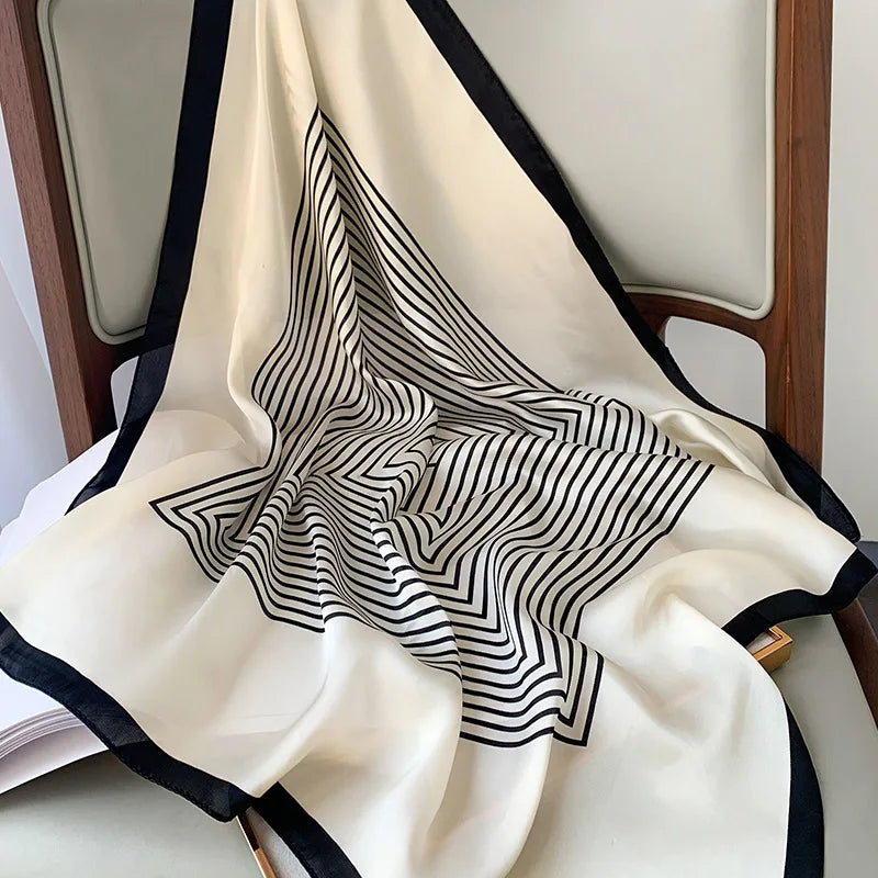 Luxus Marke Seide Quadrat Plaid Schal Frauen Satin Neck Haar Krawatte Band Weiche arbeit neckerchill 2021 NEUE Hijab Kopf Weiblich foulard