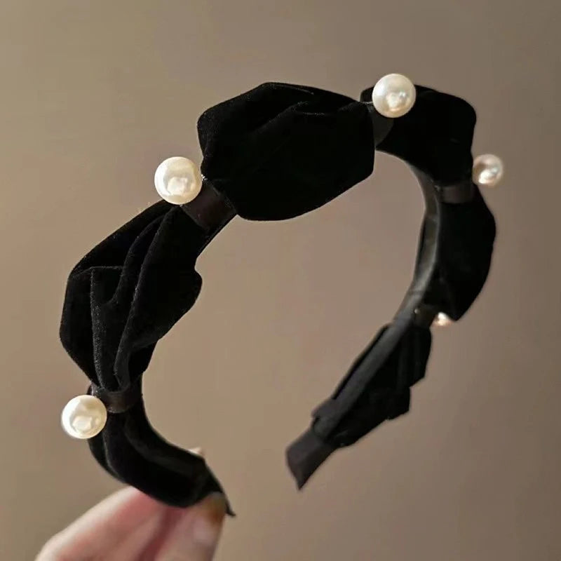 Korean Hairbands for Women Hair Accessories French Elegant Pleated Bowknot Headband Women Girls 2025 Fashion Designer Hair Bands