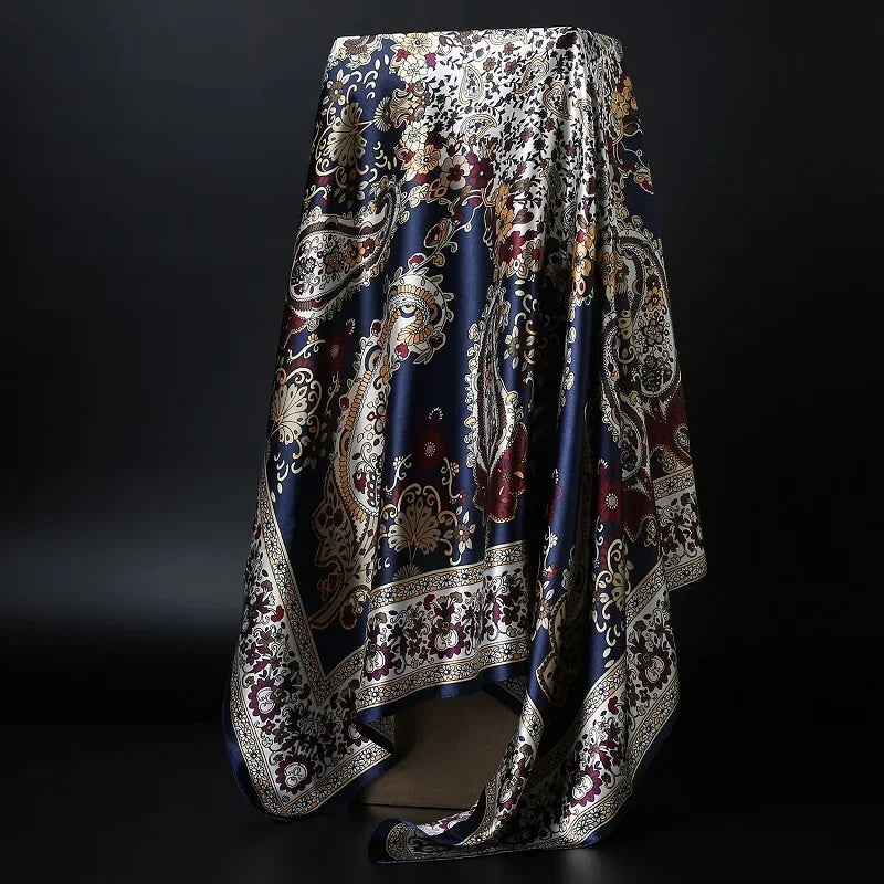Foulard hijab tendance pour femmes, châles carrés en satin de soie, foulards pour cheveux, 90 x 90 cm, bandana pour la tête et le cou
