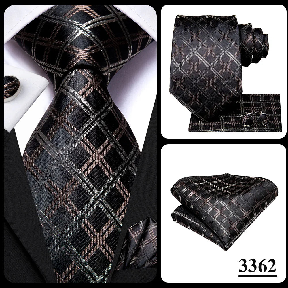Cravate de mariage en soie à carreaux gris Hi-Tie pour homme, accessoire tendance, idéal pour les affaires et les fêtes, livraison directe