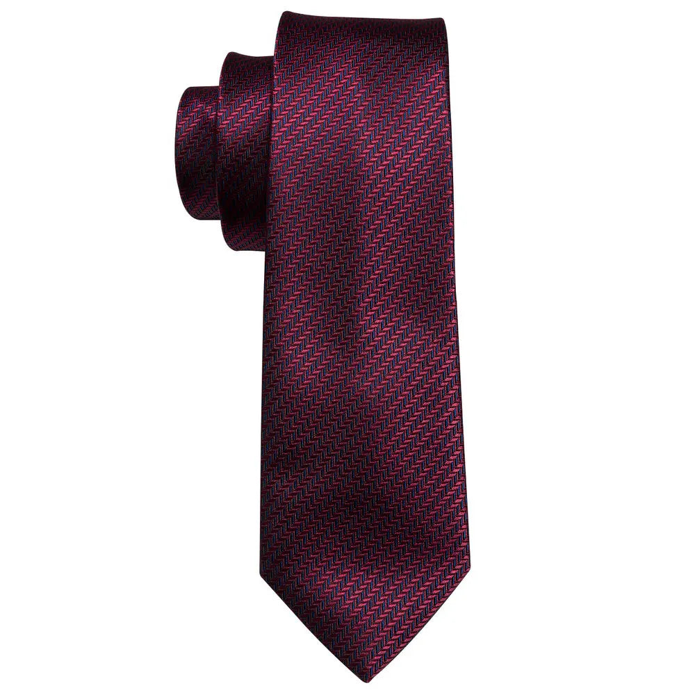 Corbata de boda de seda roja con rayas de tejido jacquard para hombre, juego de corbata, pañuelo y gemelos, Barry.Wang, diseñador de moda FA-5028