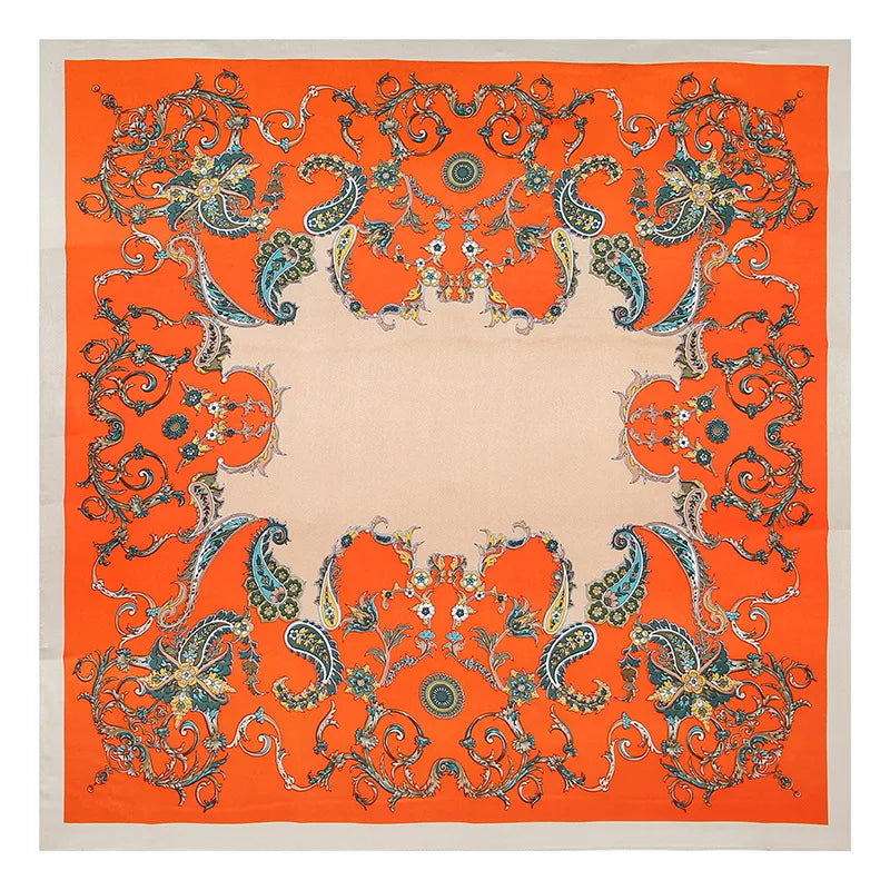 90X90CM Bandannas 2022 Popular Sunscreen Headcloth Fashion Colour Silk Scarves Four Seasons Square Kerchief Luxury Print Shawls