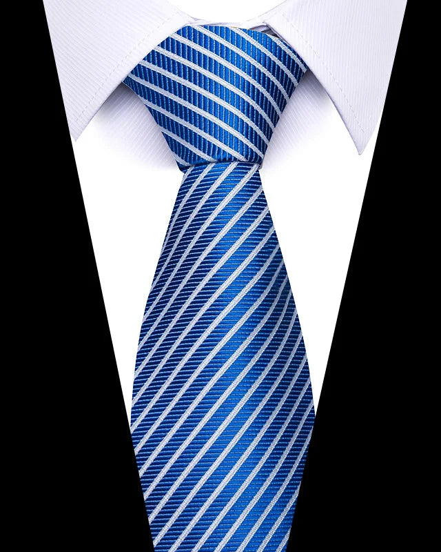 Cravates de mariage de haute qualité pour hommes, style tendance, imprimé à rayures bleues, accessoires de vêtements de bureau quotidiens, cadeau pour homme