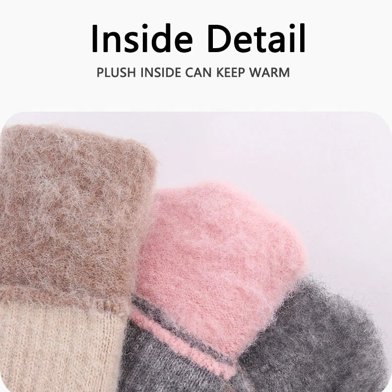 Rimiut Femmes Chaud Épais En Peluche Gants Tricotés Écran Tactile Hommes Femmes Mode Automne Hiver Garder Au Chaud Équitation Ski Gants En Plein Air