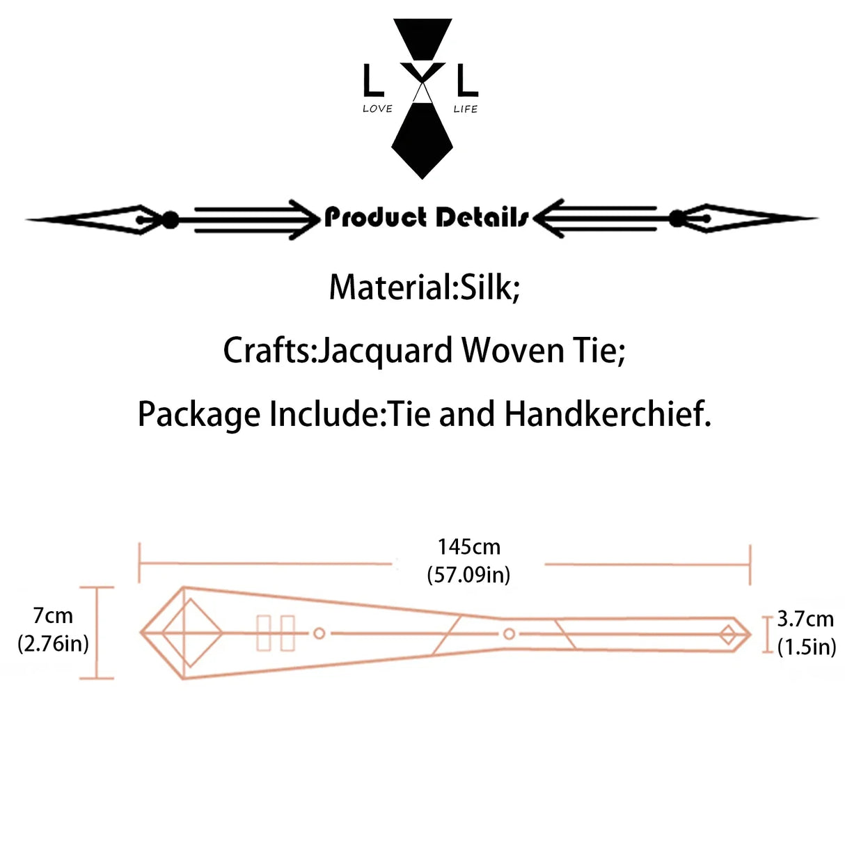 Luxury 7CM Mens Necktie Paisley Ties For Man Groomsman Jacquard Woven Gold Orange Color Neck Tie Business Party