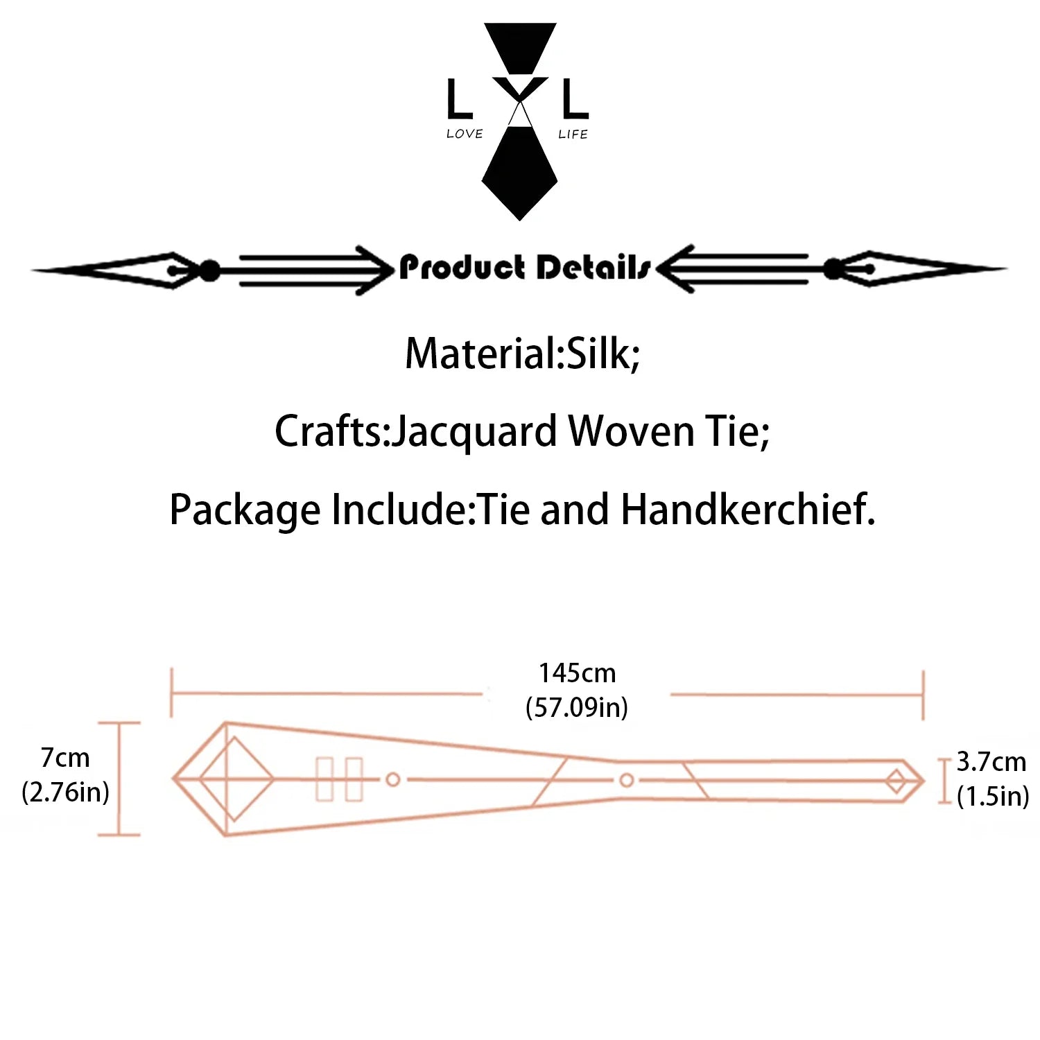 Luxury 7CM Mens Necktie Paisley Ties For Man Groomsman Jacquard Woven Gold Orange Color Neck Tie Business Party