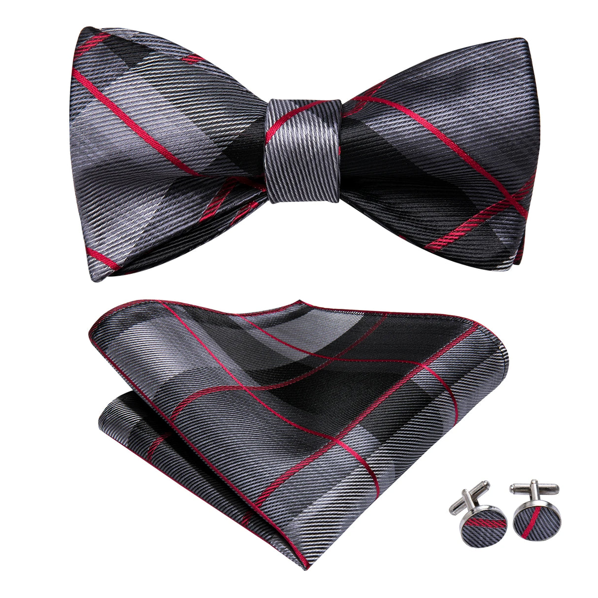 Dropshipping Jacquard Silk Mens Self Bow Tie Hanky Cufflinks Set Male Butterfly Knot Bowtie Wholesale for Male Wedding Business