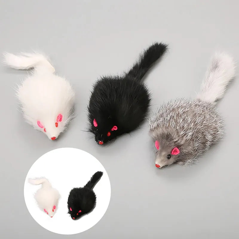 1Pcs False Mouse Cat Pet Toys 18 cm Cat Long-haired Tail Mice Mouse Toys Soft Rabbit Fur Furry Plush Cat Toy For Pet Cats Dogs