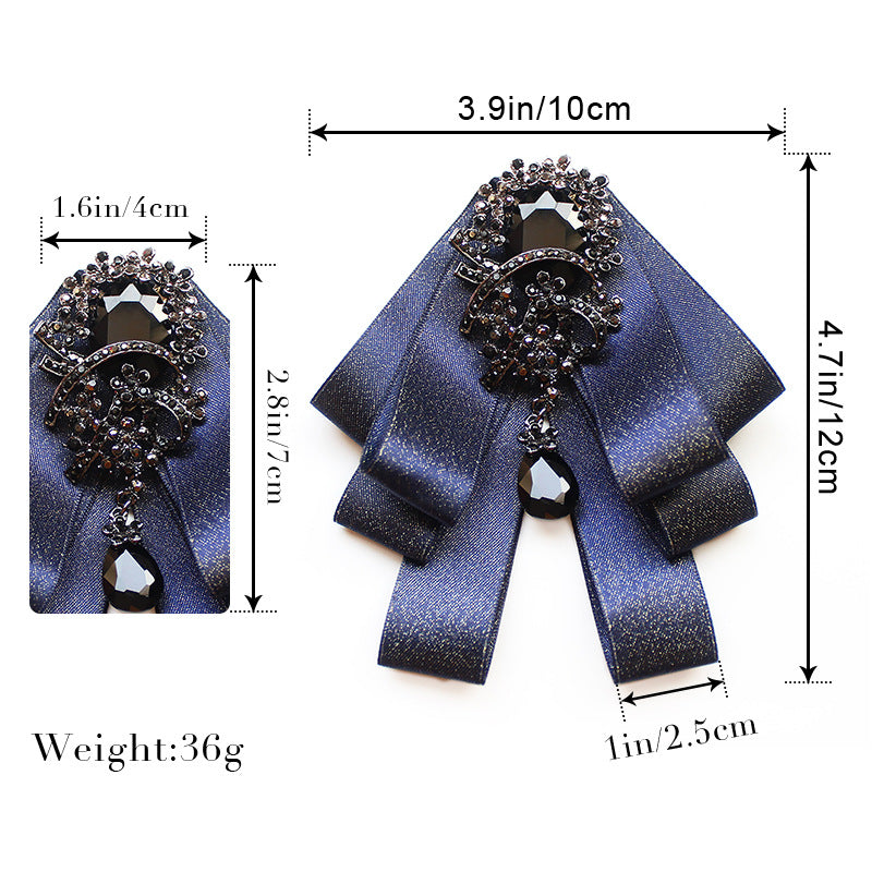 Luxury Black Rhinestone Handmade Bow Tie Men's Wedding Groomsman High-end British Boy Business Suit Shirt Bowtie Set