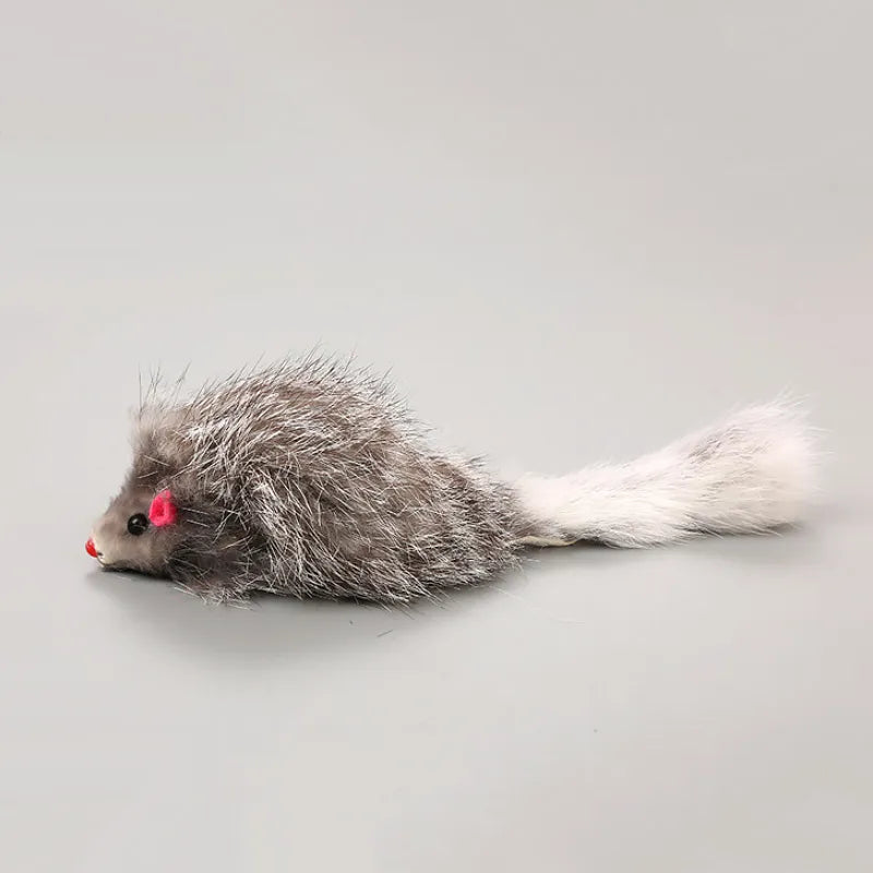 1Pcs False Mouse Cat Pet Toys 18 cm Cat Long-haired Tail Mice Mouse Toys Soft Rabbit Fur Furry Plush Cat Toy For Pet Cats Dogs