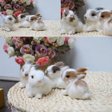 Lovely Animal Easter Bunny Model Figures Simulation Furry Squatting Rabbit Christmas Birthday Home Wedding Decoration Miniatures