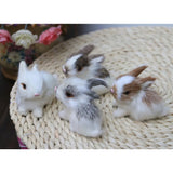 Lovely Animal Easter Bunny Model Figures Simulation Furry Squatting Rabbit Christmas Birthday Home Wedding Decoration Miniatures