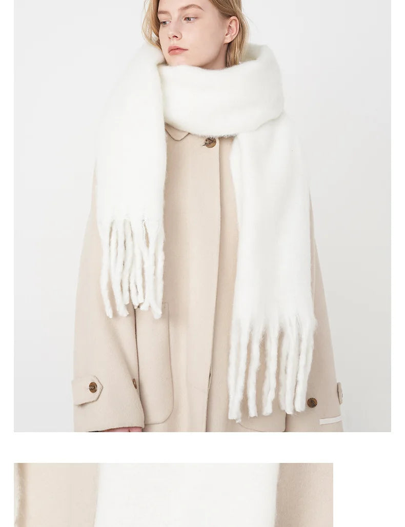Luxury Cashmere Bright Solid Colors Women Scarf Winter Shawl and Wrap Bandana Pashmina Tassel Female Foulard Thick Blanket