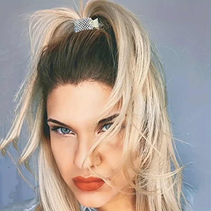 Pince à cheveux tendance en métal avec perles et strass pour femmes et filles, mini support pour queue de cheval haute, pinces à cheveux en cristal, élégante, pour fête