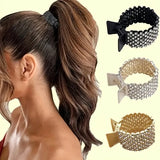 Pince à cheveux tendance en métal avec perles et strass pour femmes et filles, mini support pour queue de cheval haute, pinces à cheveux en cristal, élégante, pour fête