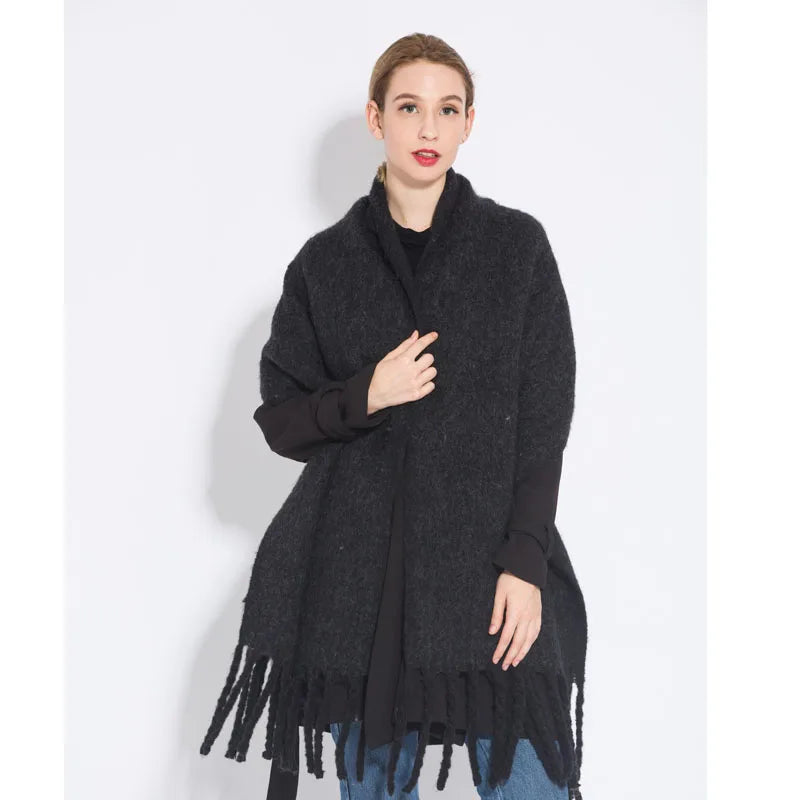 Luxury Cashmere Bright Solid Colors Women Scarf Winter Shawl and Wrap Bandana Pashmina Tassel Female Foulard Thick Blanket