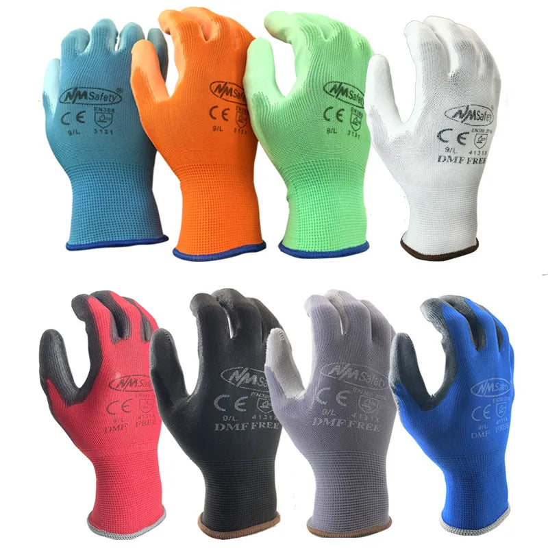 24Pieces/12 Pairs Work Gloves For PU Palm Coating Safety Protective Glove Nitrile Professional Safety Suppliers