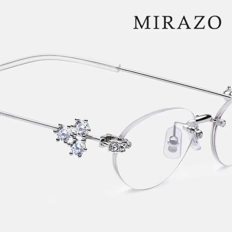 2025 GM glasses  frameless polygon eyeglasses women's jewelry glasses Giltzz myopia anti-blue light frame ultra light spectacles