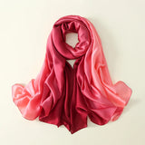 2024 Luxury Brand Solid Color Gradient Silk Scarf Women Fashion Luxury Shawls and Wraps Beach Female Foulard Oversides Wholesale