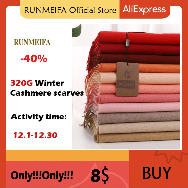 Luxury Cashmere Bright Solid Colors Women Scarf Winter Shawl and Wrap Bandana Pashmina Tassel Female Foulard Thick Blanket