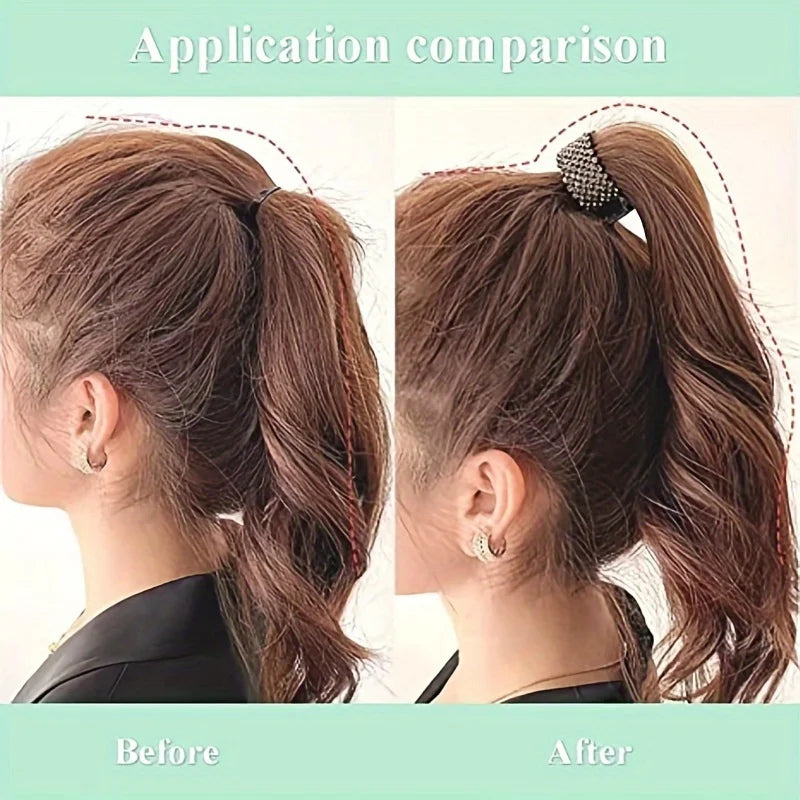 Pince à cheveux tendance en métal avec perles et strass pour femmes et filles, mini support pour queue de cheval haute, pinces à cheveux en cristal, élégante, pour fête