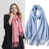 2024 Fashion Winter Women Scarf Thin Shawls and Wraps Lady Solid Female Hijab Stoles Long Cashmere Pashmina Foulard Head Scarves