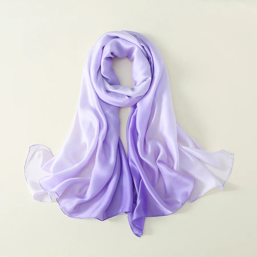 2024 Luxury Brand Solid Color Gradient Silk Scarf Women Fashion Luxury Shawls and Wraps Beach Female Foulard Oversides Wholesale