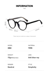 2022 Trending Blue Light Blocking Men's Retro Glasses TR90 Anti Radiation Eyeglasses Women Round Transparent Fashion Eyewear
