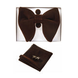 GUSLESON Velvet Big Bow Tie Men's Bowties Pocket Square Cufflinks Set with Gift Box Solid Red Yellow Necktie For Man Wedding