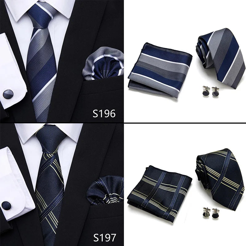 Newest style Green Tie For Men Holiday Present Tie Pocket Squares Set Necktie  Striped Wedding Accessories Man