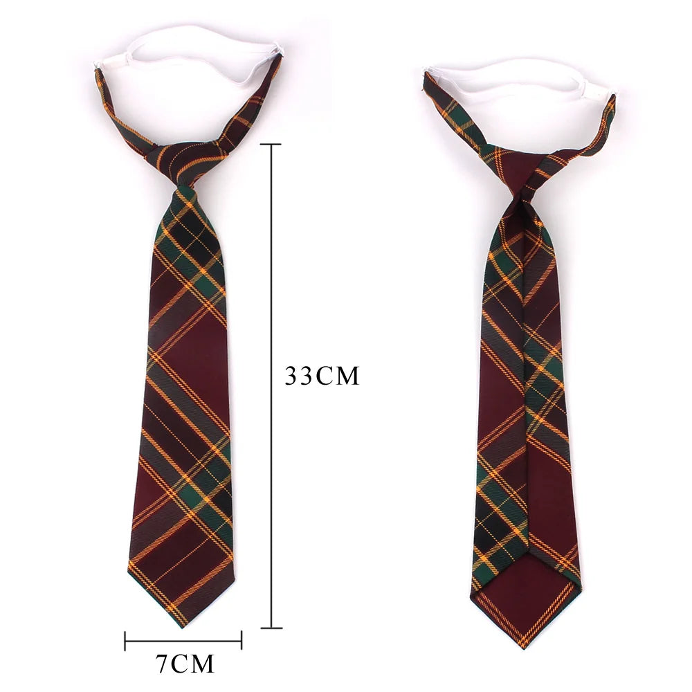 New Rubber Ties Casual Plaid Necktie For Boys Girls Neck Ties Simple Slim Necktie Gravatas Lazy Person Student Tie Neck Wear