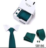 Brand 100% Silk Ties Gift box Office  Men Classic Party Wedding striped 7.5cm Silk Wedding  Floral Tie Necktie Handkerchief Set