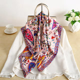 90*90cm Luxury Brand Women Silk Scarfs Print Square Scarves Spring Summer Shawls For Ladies