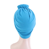 New Women cotton top knotted turban hat bonnet Hijab chemo cap headbands Female Muslim Hat Head Cover Night Cap Hair Accessories