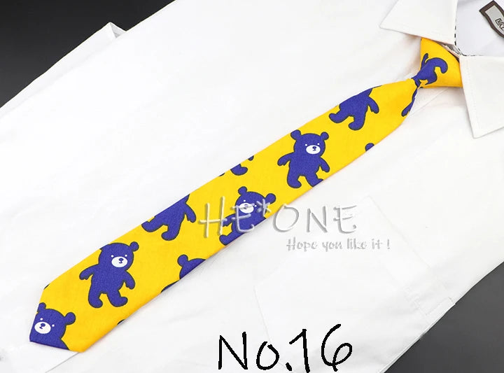 Cotton Floral Cartoon Animal Vintage Kids Child Girl Casual Necktie Cute Dog Duck Chicken Bear School Daily Skinny Small Ties