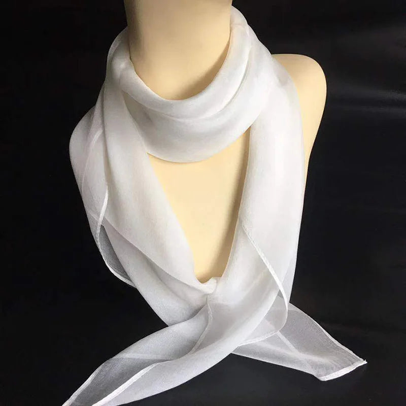 Korean Solid Color Chiffon Square Silk Scarf  70x70CM Summer Sunscreen Thin Transparent Gauze Neck Protection Woman's Shawl P71