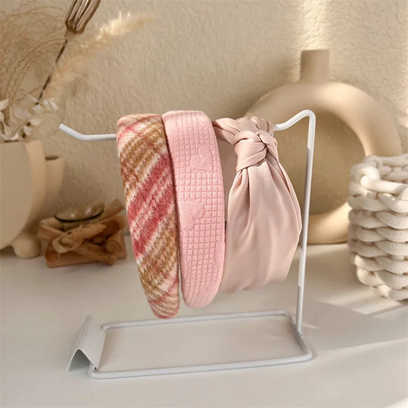 2022 Gentle Pink Womans Hairbands Girl Sweet Plush Wide Side Sponge Headband Hair Hoop Fashion Simple Solid Color Hair Accessory