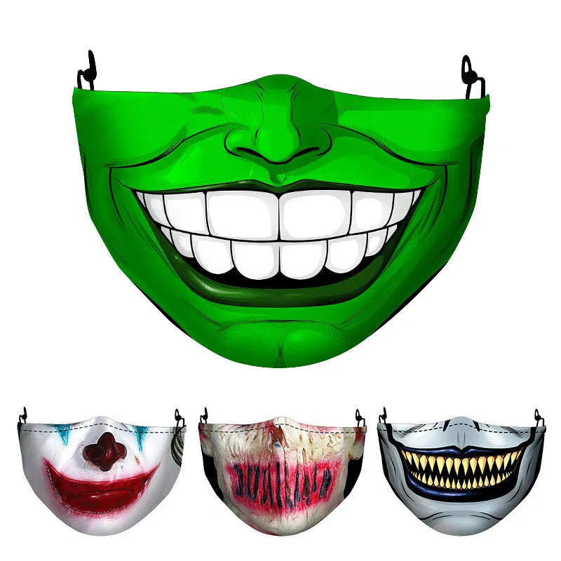 1 Mask dustproof Filter Adult Big Mouth 3D Face Masks Mascara Halloween Masculino Reusable Washable Clown Mask Máscara Divertida