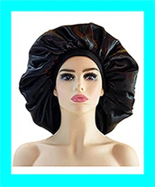 Leopard Print Satin Bonnet Cap Wide Rubber Band Nightcap Hair Care Hat