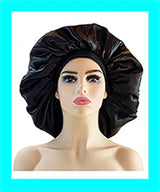 Leopard Print Satin Bonnet Cap Wide Rubber Band Nightcap Hair Care Hat