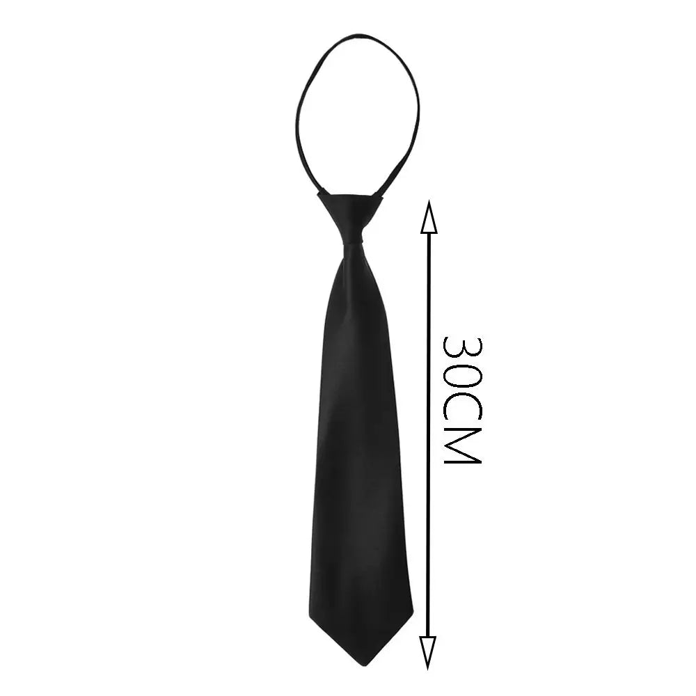 1PC Ties Student Retro Black Solid Silky Narrow Neck Tie Slim Smooth Women Zipper Necktie Casual Elegant All-match Trendy Unisex