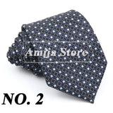 New Men's Formal Tie Striped Blue Gray Necktie 8cm Wide Tie Gift For Man Office Wedding Party Cravat Man Accessories Daily Wear