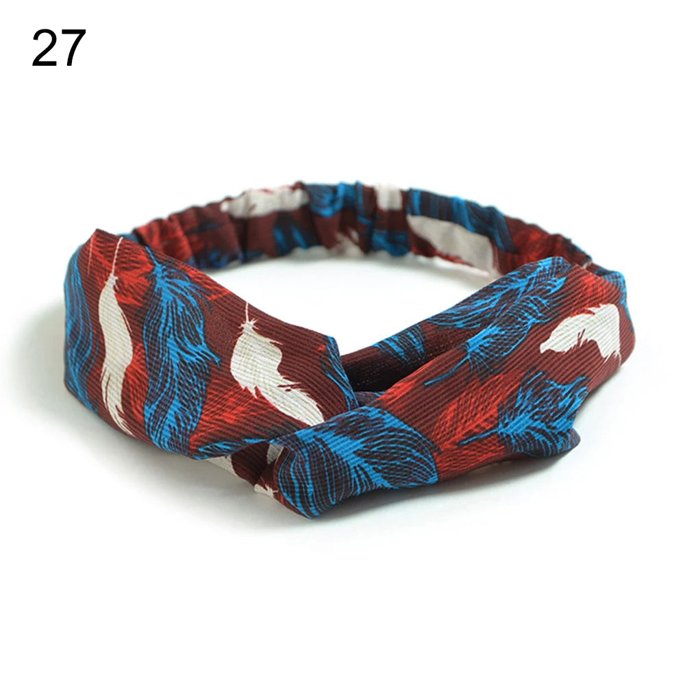 New Fashion Women Girls Bohemian Hair Bands Print Headbands Vintage Cross Turban Bandage Bandanas HairBands Hair Accessories